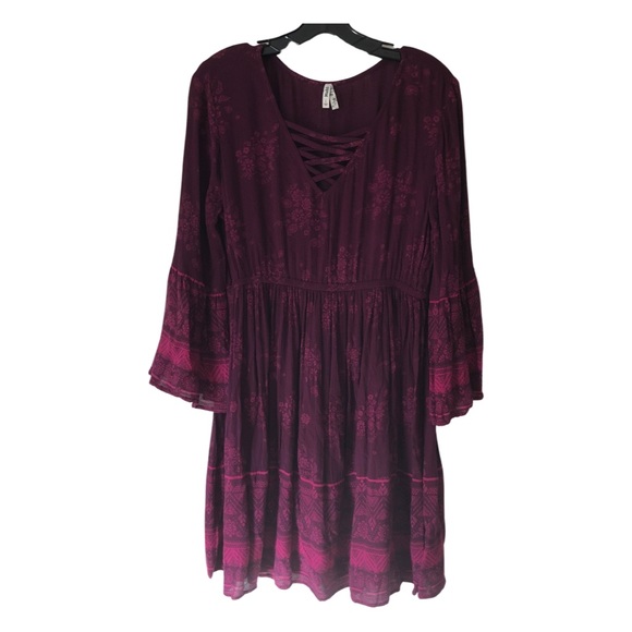 Mudd Floral Long Sleeve Boho Dress Size Large